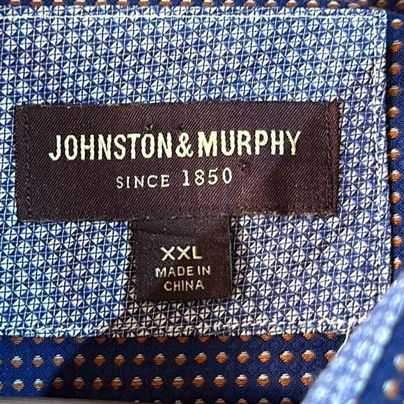 Johnston & Murphy Blue Orange Dot  Long Sleeve Button Down Dress shirt size XXL - Picture 5 of 8